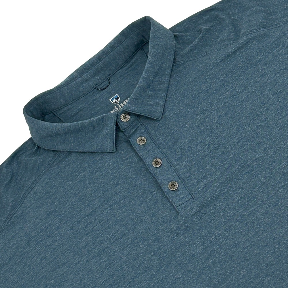 Kuhl AirKuhl Polo Shirt Mens XXL Blue Heathered Short Sleeve Stretch Outdoor